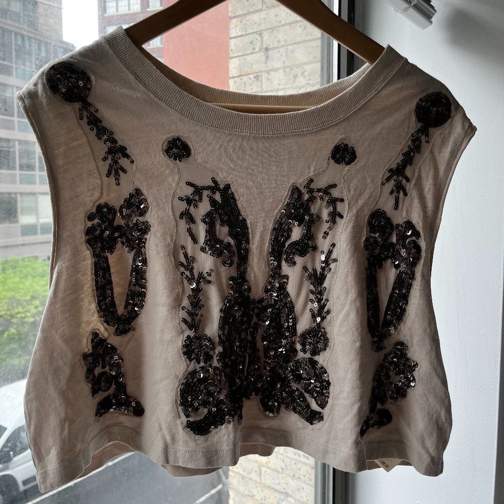 Urban Outfitters Sequin Embroidered Cut Out Tank